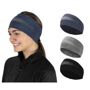 TrailHeads Women's Ponytail Running Headband - Adrenaline Series - 3-pack - Black
