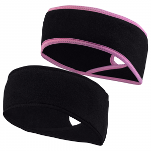 TrailHeads Women's Ponytail Headband - Fleece Earband - 2-pack - Black