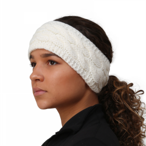 Women's Running Cable Knit Ponytail Headband White TrailHeads