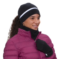 TrailHeads Women's Winter Set - Reflective Ponytail Beanie and Neck Warmer - Black