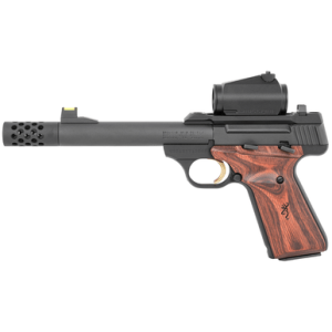 Browning 051580490 Buck Mark Hunter 22 LR 10+1 5.90" Bull/Threaded/Muzzle Brake Barrel, Matte Black Serrated Steel Slide & Aluminum Frame Laminate Cocobolo Grips, Vortex Crossfire Red Dot