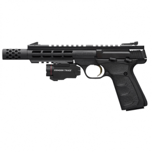 Browning 051583490 Buck Mark Field Target Vision 22 LR 10+1 5.87" Black Anodized Steel Bull Barrel, Serrated Slide, Matte Black Aluminum w/Crimson Trace Rail Master Pro Universal Laser/Tactical Light Receiver, Black UFX Grip, Ambidextrous