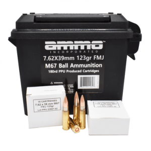 o Inc 762X39123FMJ-B180 7.62x39mm 123 Gr Full Metal Jacket/ 180rds Ammo