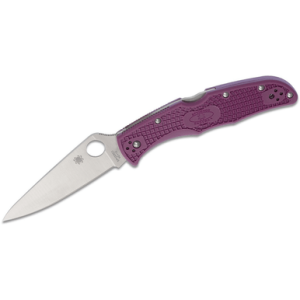 Spyderco Endura 4 Lightweight Folding Knife, 3.75" Clip Point Plain VG-10 SS Blade Purple Bi-Directional Texturing FRN Handle Includes Pocket Clip - C10FPPR