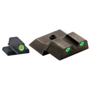 AmeriGlo SW145 Classic Tritium Set for Smith & Wesson M&P Shield Green Tritium White Outline Front Sight-Green Tritium White Outline Rear Sight