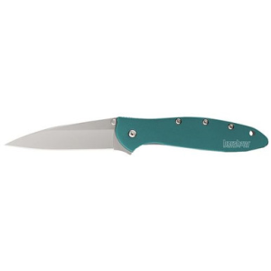 Kershaw 1660TEAL Leek 3" Drop Point Plain Bead Blasted 14C28N Sandvik Teal Anodized Aluminum Handle Folding