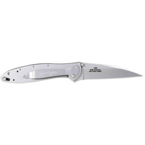 Kershaw 1660 Leek 3" Drop Point Plain Bead Blasted 14C28N Sandvik 410 Stainless Blead Blasted Handle Folding
