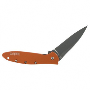 Kershaw 1660OR Leek 3" Modified Drop Point Plain Bead Blasted 14C28N Sandvik Orange Anodized Aluminum Handle Folding