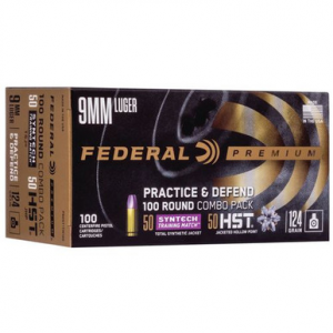 eral P9HST1TM100 Practice & Defend 9mm Luger 124 Gr HST/Synthetic 100 Bx/ 5 Cs Ammo