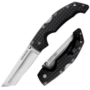 Cold Steel CS29AT Voyager Large 4" Folding Tanto Plain Japanese AUS-10A SS Blade Griv-Ex Black Handle
