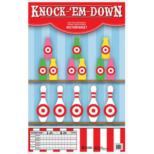 Action Target GSCARBTTL100 Action Knock-'Em-Down Bottles/Pins Hanging Paper Target 23