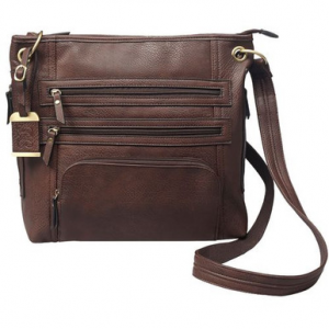 Bulldog BDP039 Cross Body Conceal Carry Purse For Small Pistols & Revolvers Brown Leather 14" x 12" x 3" Includes Color Matched Holster