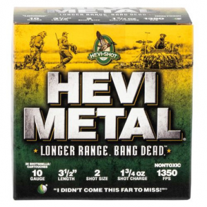 I-Shot HS37502 Hevi-Metal Longer Range 10 Gauge 3.5 1 3/4 Oz 2 Shot 25 Bx/ 10 Cs Ammo