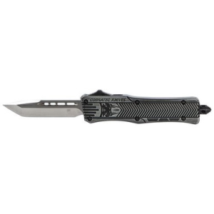 CobraTec Knives SSWCTK1STNS CTK-1 Small 2.75" OTF Tanto Plain D2 Steel Blade/Black Stonewashed Aluminum Handle Features Glass Breaker Includes Pocket Clip