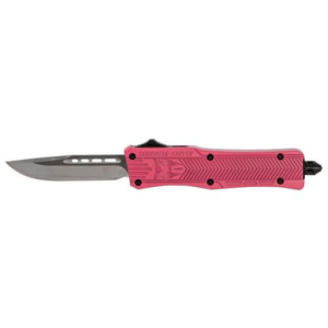 CobraTec Knives SPKCTK1SDNS CTK-1 Small 2.75" OTF Drop Point Plain D2 Steel Blade/Pink Aluminum Handle Features Glass Breaker Includes Pocket Clip