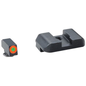AmeriGlo GL433 Hackathorn Fits Glock 17/19 Tritium Green w/Orange Outline Front Steel Black Rear
