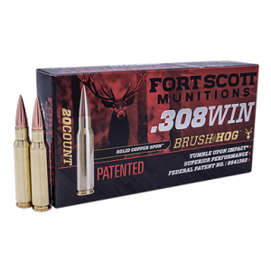 t Scott Munitions 308168SCV Tumble Upon Impact (TUI) Brush Hog 308 Win 168 Gr Solid Copper Spun 20 Per Box Ammo