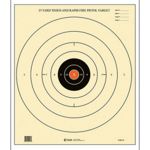 Action Target B8POC100 B-8 25-Yard Time and Rapid Fire Bullseye Paper Target 21" x 24" 100 Per Box