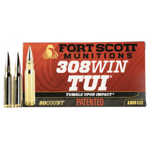 t Scott Munitions 308150SCV2 Tumble Upon Impact (TUI) Rifle 308 Win 150 Gr Solid Copper Spun 20 Per Box Ammo