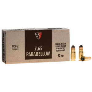 Fiocchi 765B Defense Dynamics 7.65 Parabellum 93 gr Semi-Jacketed Soft Point (SJSP) 50 Bx/ 20 Cs