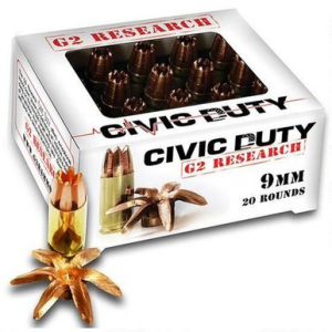 Research G00602 Civic Duty 9mm Luger 100 Gr Copper Expansion Projectile 20 Per Box Ammo