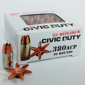 Research G00621 Civic Duty 380 ACP 64 Gr Copper Expansion Projectile 20 Per Box Ammo