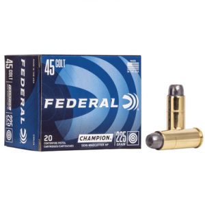 eral Champion Training 45 Colt 225 Gr Semi Wadcutter Hollow Point 20 Per Box Ammo