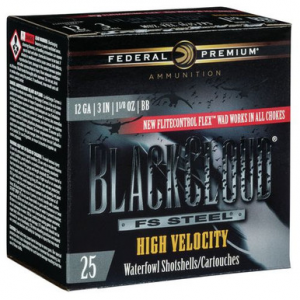 eral PWBXH143BB Black Cloud FS Steel High Velocity 12 Gauge 3 1 1/8 Oz BB Shot 25 Bx/ 10 Cs Ammo