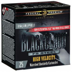 eral PWBXH1432 Black Cloud FS High Velocity 12 Gauge 3 1 1/8 Oz 2 Shot 25 Per Box Ammo