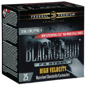 eral PWBXH1434 Black Cloud FS Steel High Velocity 12 Gauge 3 1 1/8 Oz 4 Shot 25 Bx/ 10 Cs Ammo