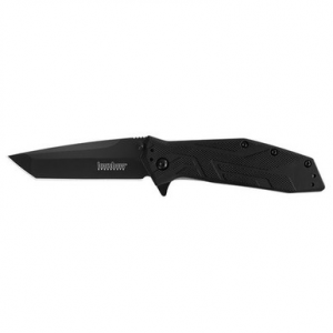 Kershaw 1990 Brawler 3" Folding Tanto Plain Black Oxide 8Cr13MoV SS Blade GFN Black Handle