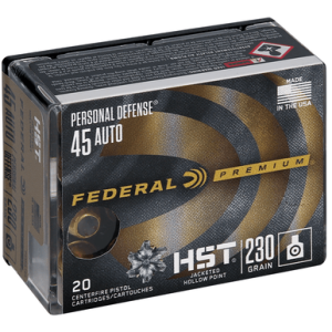 Federal P45HST2S Premium Personal Defense 45 ACP 230 gr HST Jacketed Hollow Point 20 Bx/ 10 Cs