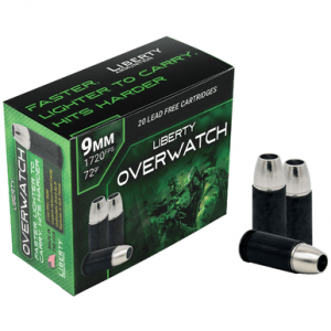 erty Ammunition OverWatch 9mm Luger 72 Gr Open Cavity Design 20 Per Box Ammo