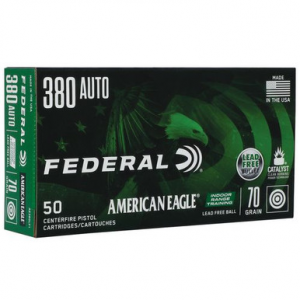 eral AE380LF1 American Eagle Indoor Range Training 380 ACP 70 Gr Lead Free IRT Ammo