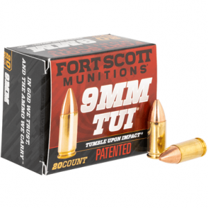 t Scott Munitions 9MM115SCVTPD Tumble Upon Impact (TUI) 9mm Luger 115 Gr Solid Copper Spun 20 Per Box Ammo