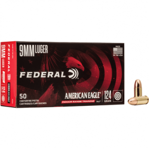 eral AE9N1 American Eagle Indoor Range Training (IRT) 9mm Luger 124 Gr Total Metal Jacket (TMJ) 50 Bx/ 20 Cs Ammo