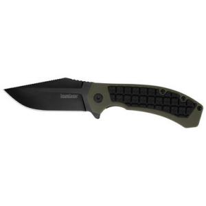 Kershaw 8760 Faultline 3" Plain Black Oxide 8Cr13MoV SS/FRN Black/OD Green Handle Folding