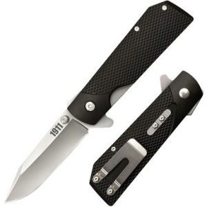 Cold Steel CS20NPJAA 1911 3" Folding Clip Point Plain 4034 Stainless Steel Blade Griv-Ex Black Handle