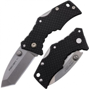Cold Steel CS27DT Recon 1 Micro 2" Folding Tanto Plain Stonewash 4034 Steel Blade Griv-Ex Black Handle