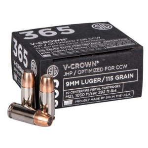  Sauer E9MMA136520 Elite V-Crown 9mm Luger 115 Gr Jacketed Hollow Point (JHP) 20 Bx Ammo