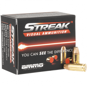 o Inc Streak Visual RED 9mm Luger 115 Gr Jacketed Hollow Point 20 Per Box Ammo