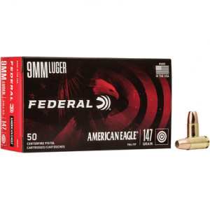 eral AE9FP American Eagle Handgun 9mm Luger 147 Gr Full Metal Jacket Flat Point 50 Per Box Ammo