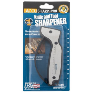 AccuSharp 040C Pro Knife & Tool Sharpener Fixed Diamond Tungsten Carbide Sharpener Black/Silver Aluminum/Overmolded Rubber