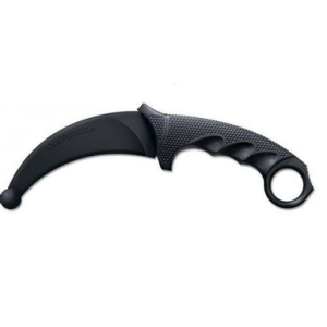 Cold Steel CS92R49 Karambit Rubber Trainer 4" Fixed Plain Black Santoprene Blade/Black Deep Checkered w/Ring Pommel Santoprene Handle