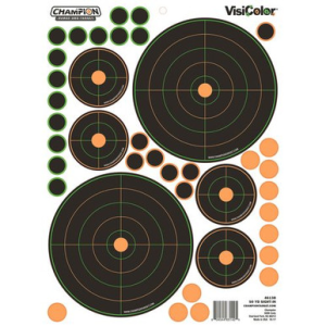 Champion Targets 46138 VisiColor Variety Pack 50 yd Sight-In Self-Adhesive Paper Bullseye Orange/Black 5 Pack