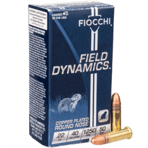 cchi 22FHVCRN Field Dynamics High Velocity 22 LR 40 Gr Copper Plated Solid Point 50 Per Box Ammo