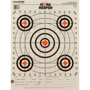 Champion Targets 45726 Scorekeeper 100yd Sight-In Bullseye Hanging Paper Target 14" x 18" 12 Per Pack