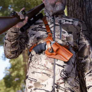 Galco GA128 Great Alaskan Size Fits Chest Up To 54" Tan Leather Shoulder/Torso Strap Fits Ruger GP100 Fits S&W L Frame Right Hand