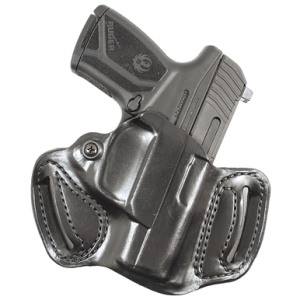 DeSantis Gunhide 086BA8BZ0 Mini Slide OWB Black Leather Belt Slide Fits Glock 43/43x/48 Belt 1.75" Wide Black Hand