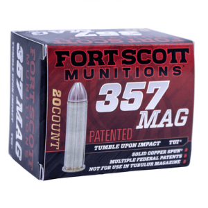Fort Scott Munitions 357MAG125SCV Tumble Upon Impact (TUI) 357 Mag 125 gr Solid Copper Spun 20 Per Box